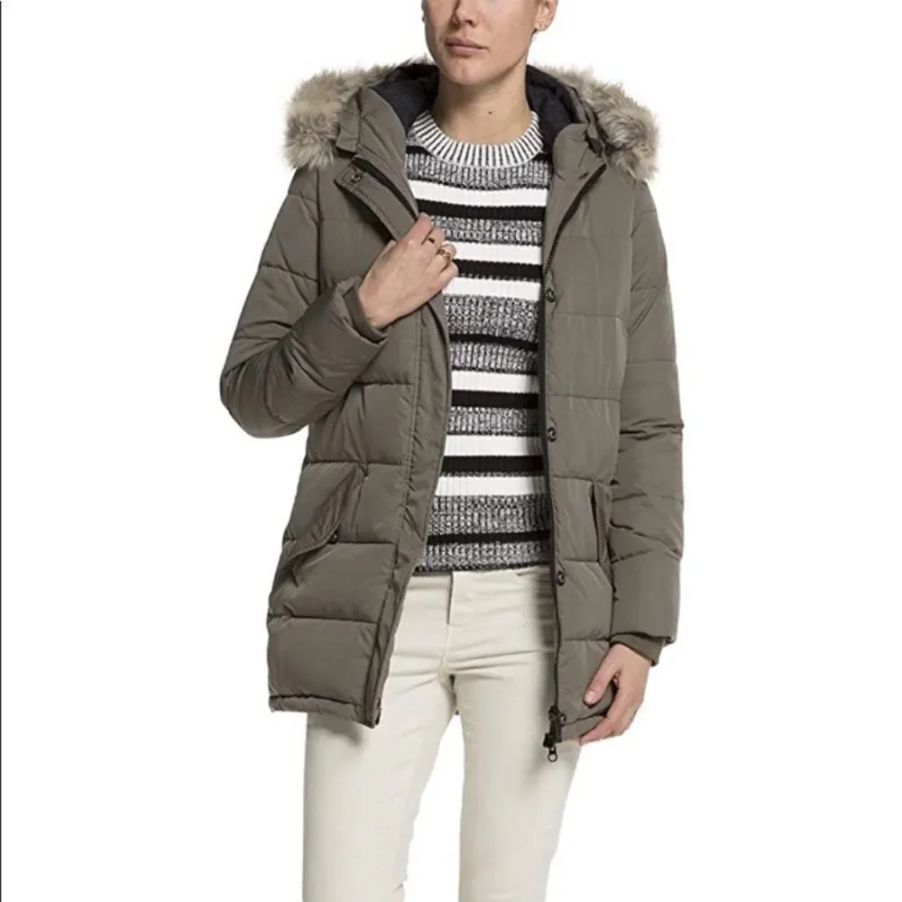 Maison Scotch Hooded Puffer Coat in Cream